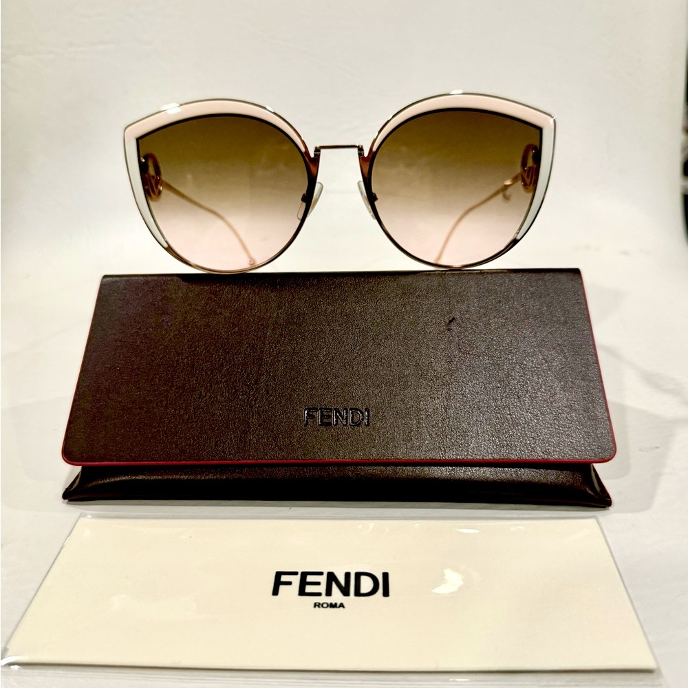 STUNNING Fendi FF0290/S 35J53 Soft Copper Cat Eye Oversize Sunglasses NEW